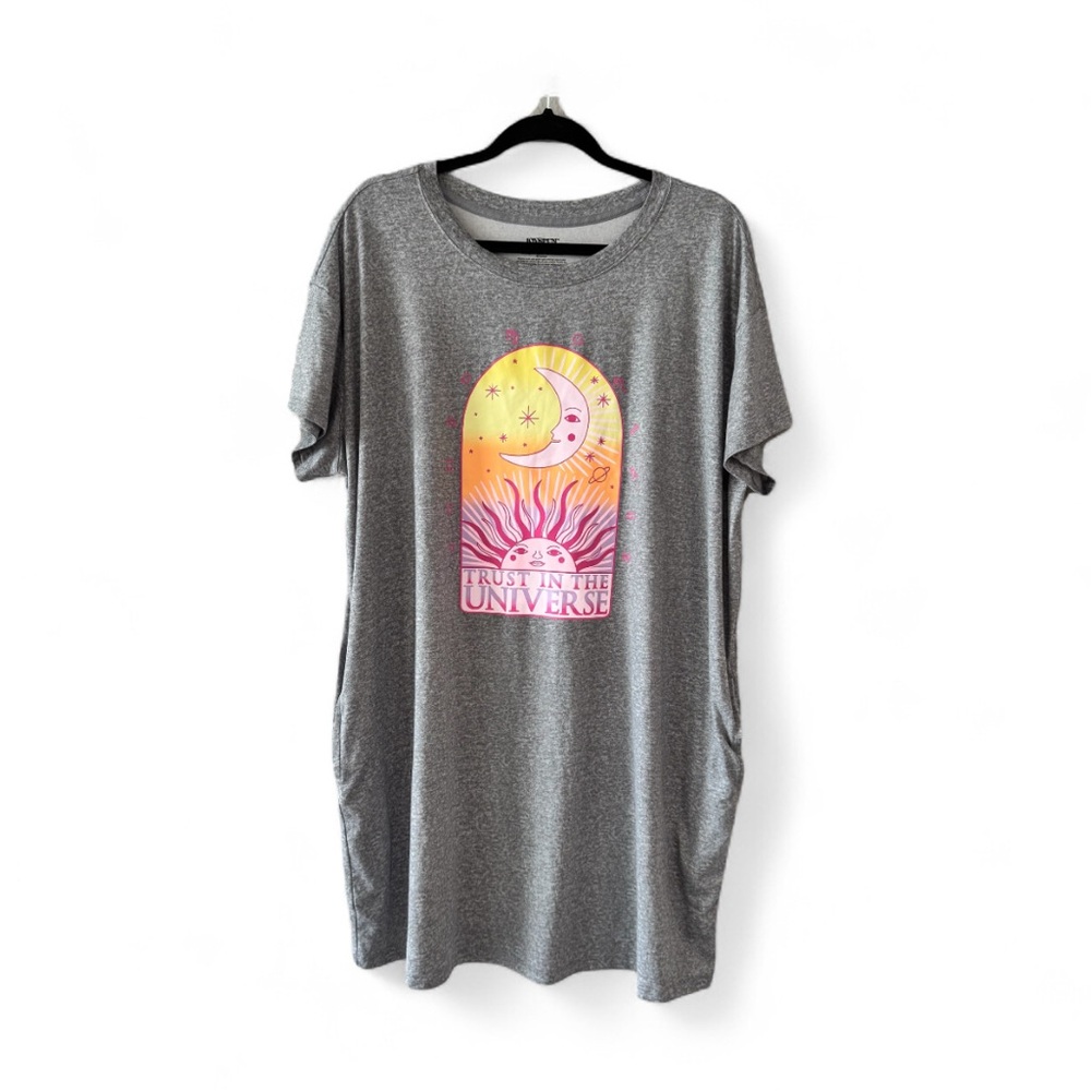 Joyspun Gray Graphic Nightgown with Celestial Design Women’s Size L/XL